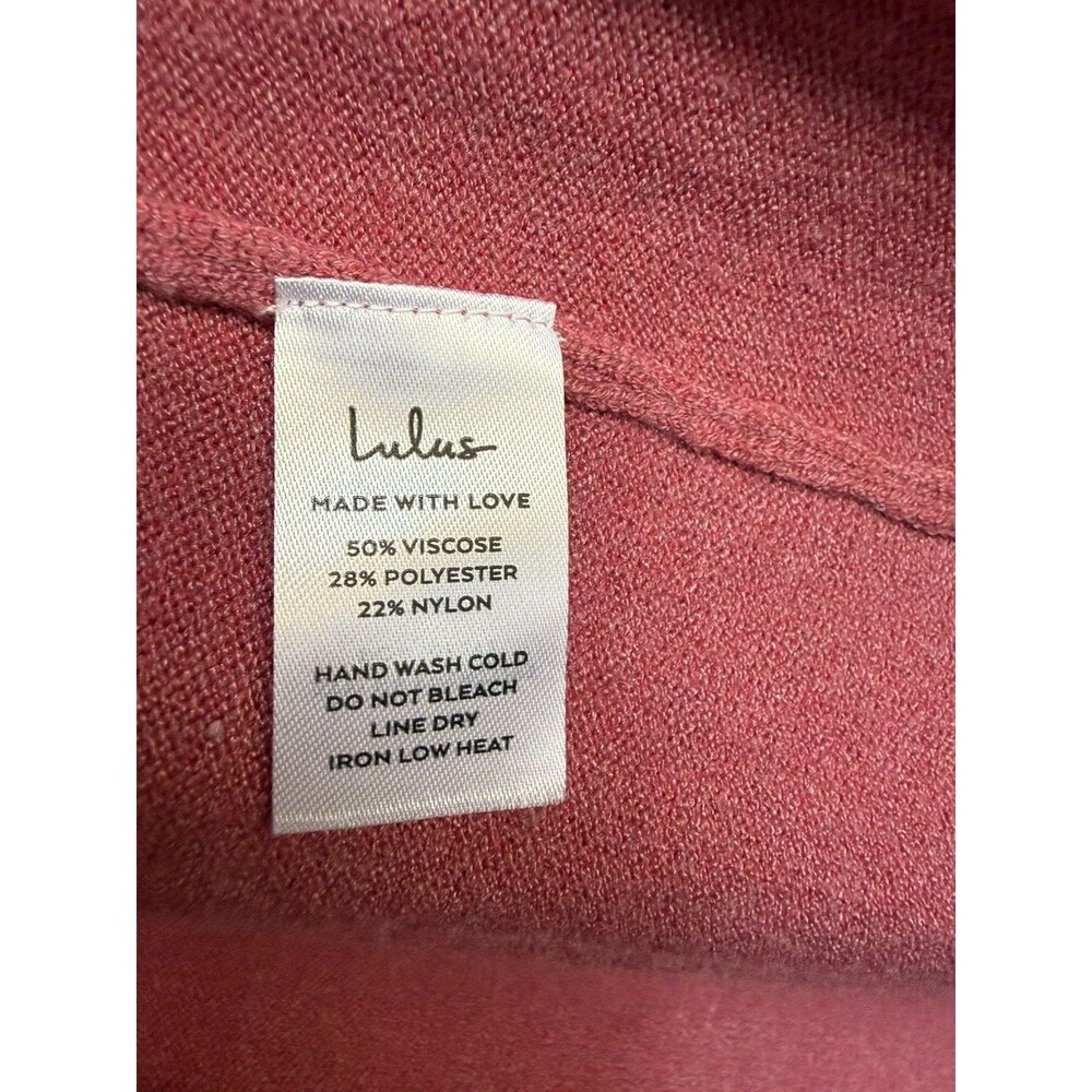 Lulus Rose Pink Long Sleeve Wrap Sweater Mini Dress Women's Size Medium - Picture 9 of 9